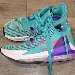 Nike Teal & Purple Athletic Sneakers with Pink Swoosh
